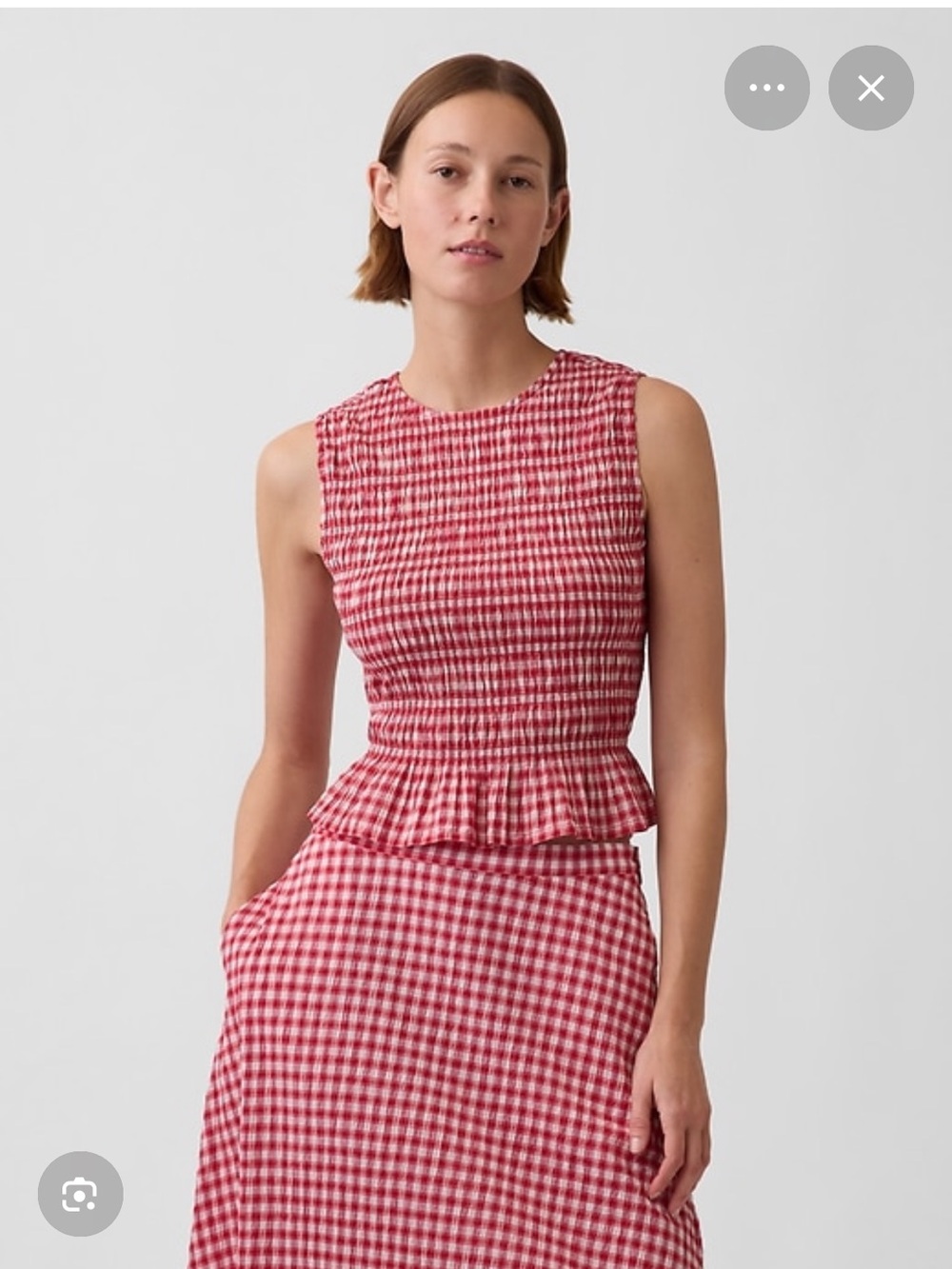 Gap smocked gingham peplum top